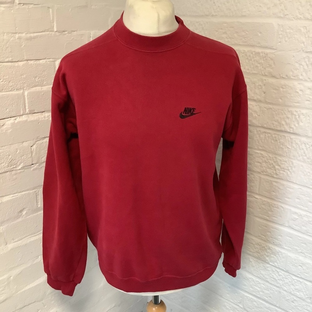 Vintage Nike Sweatshirt - Size L - Dark Red - Cotton - P2P 23โ - Picture 1 of 7
